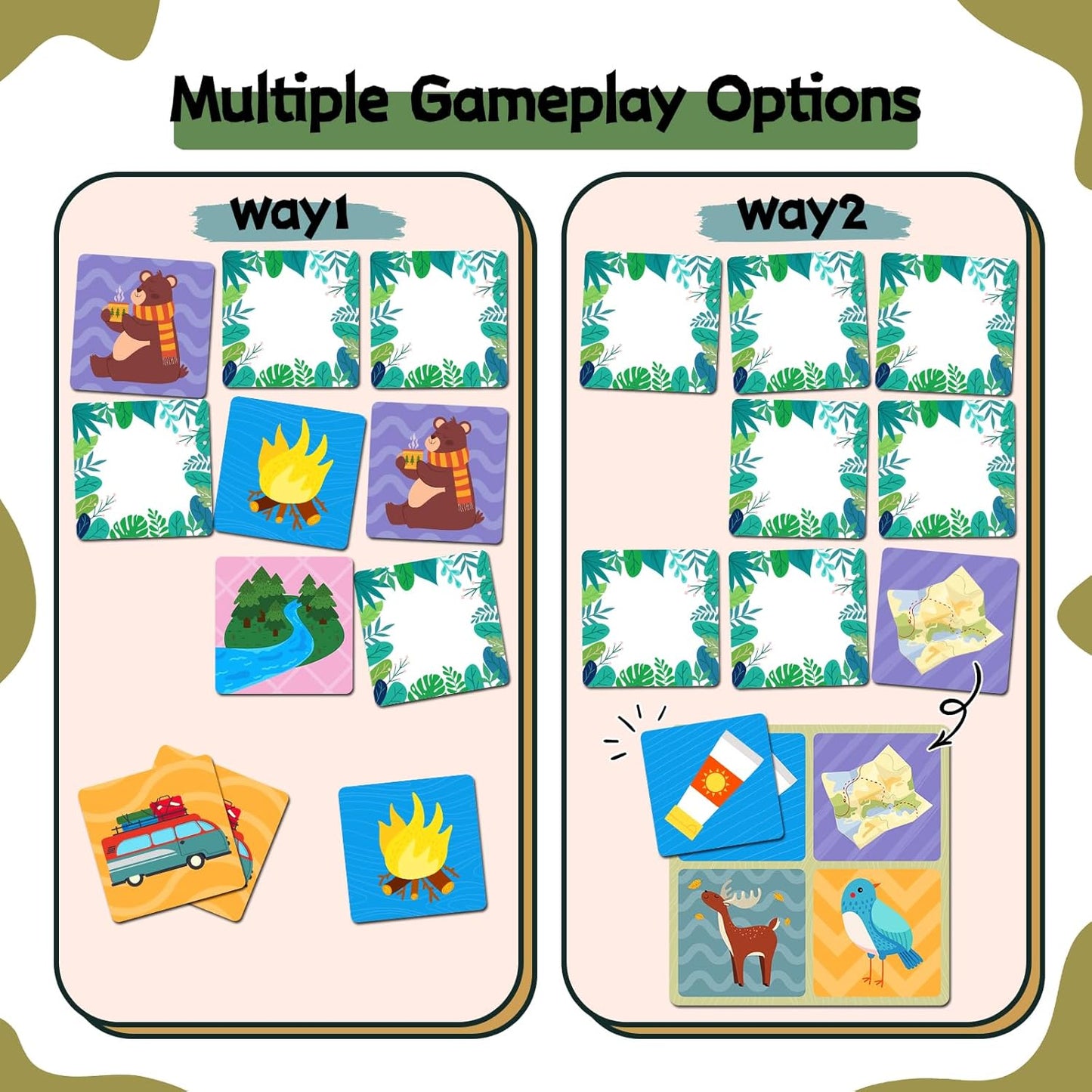 zheyistep 100 PCS Animal Matching Game for Kids Toddlers Memory Game, Animal Match Game Concentration Card Game for Boys Girls Preschool Learning Activities