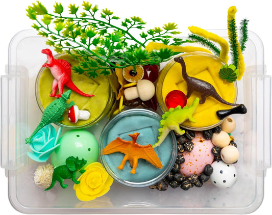 Play Dough Kit, Sensory Kit,Non-Toxic PlayDough, Sensory Motor Aids Gift for Kids, Sensory Play Set, Fine Motor Activity (Dinosaur Play Dough Kit)