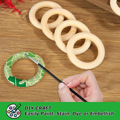 APACALI 20PCS Wood Rings for Crafts 4 Inch Large Natural Unfinished Wooden Ring 96mm Smooth Solid Smooth Wood Macrame Rings for DIY Crochet Wood Hoops Connectors Jewelry Making