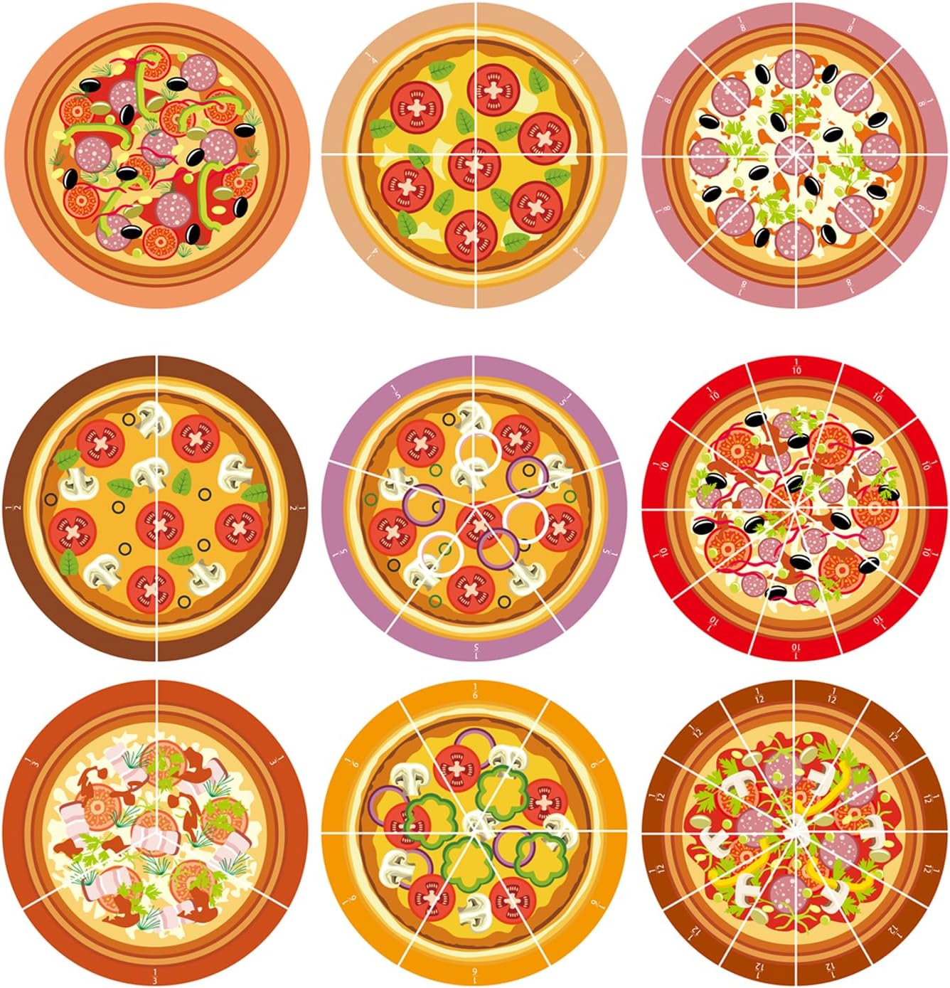 Pizza Fraction Set Classroom Math Learning Tool Pizza Fraction Learning Visualization Card or Multi-Player Challenge of Homeschool Math Activity (Card Payment)