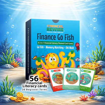 Finance Go Fish – 3-in-1 Financial Literacy Card Game for Kids Ages 5–12 | Go Fish, Memory & Old Maid | Educational Money Vocabulary Deck (Combo)