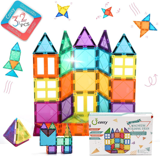 cossy 60 Pcs Magnet Tiles Magnetic 3D Building Blocks Set Educational Construction Toys for 3+ Year Kids with Stronger Magnets, Rivets-Fastened, Educational,Recreational, Conventional