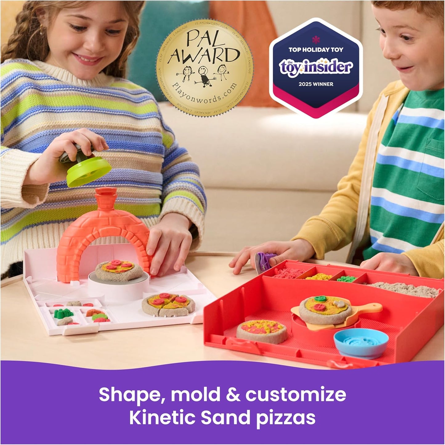 Kinetic Sand, SquishPizza Rising Pizza Oven Playset with 1lb Play Sand & 5 Tools, Play Food Arts & Crafts Kids Toys for Girls & Boys Ages 5 and up