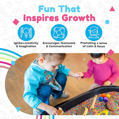 Rainbow Rice and Sensory Bin Tools (10 Pieces), Wooden Sensory Bin Tools and Scoops with Chemical-Free and Food-Safe Rice, Table Tools for Fine Motor Skills