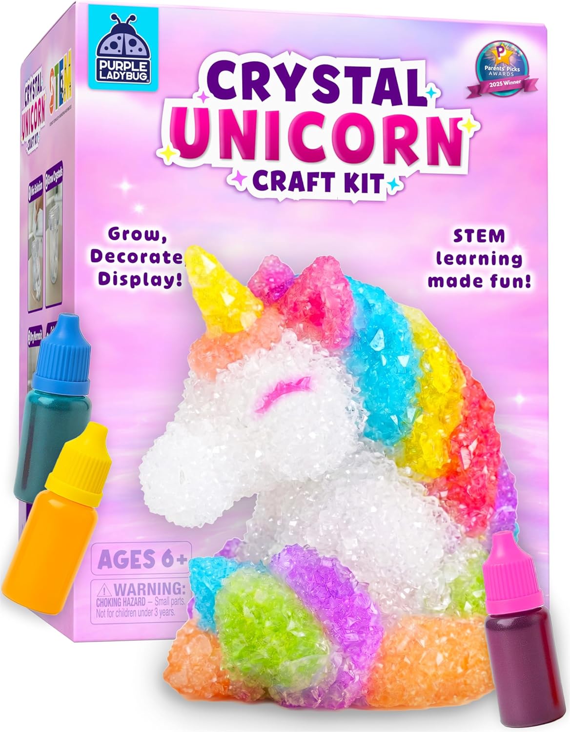 Crystal Growing Kit-Birthday Gifts for Kids Ages 4 5 6 7 8, Crystal Making Experiment for Girls, Grow Your Own Unicorn Crystal, STEM Kit for Girls, Fun Summer Vacation Science Activity for Kids