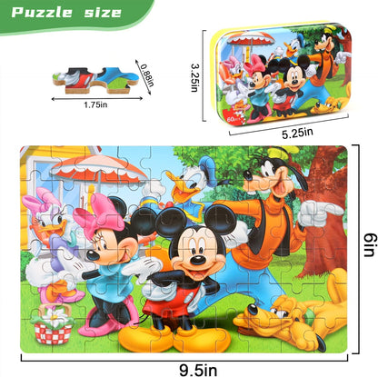 MZZOTOY Puzzles for Kids Ages 4-8, 60 Piece Puzzles for Kids Ages 3-5 in a Metal Box Girls and Boys Learning Educational Jigsaw Puzzle Toys Gifts