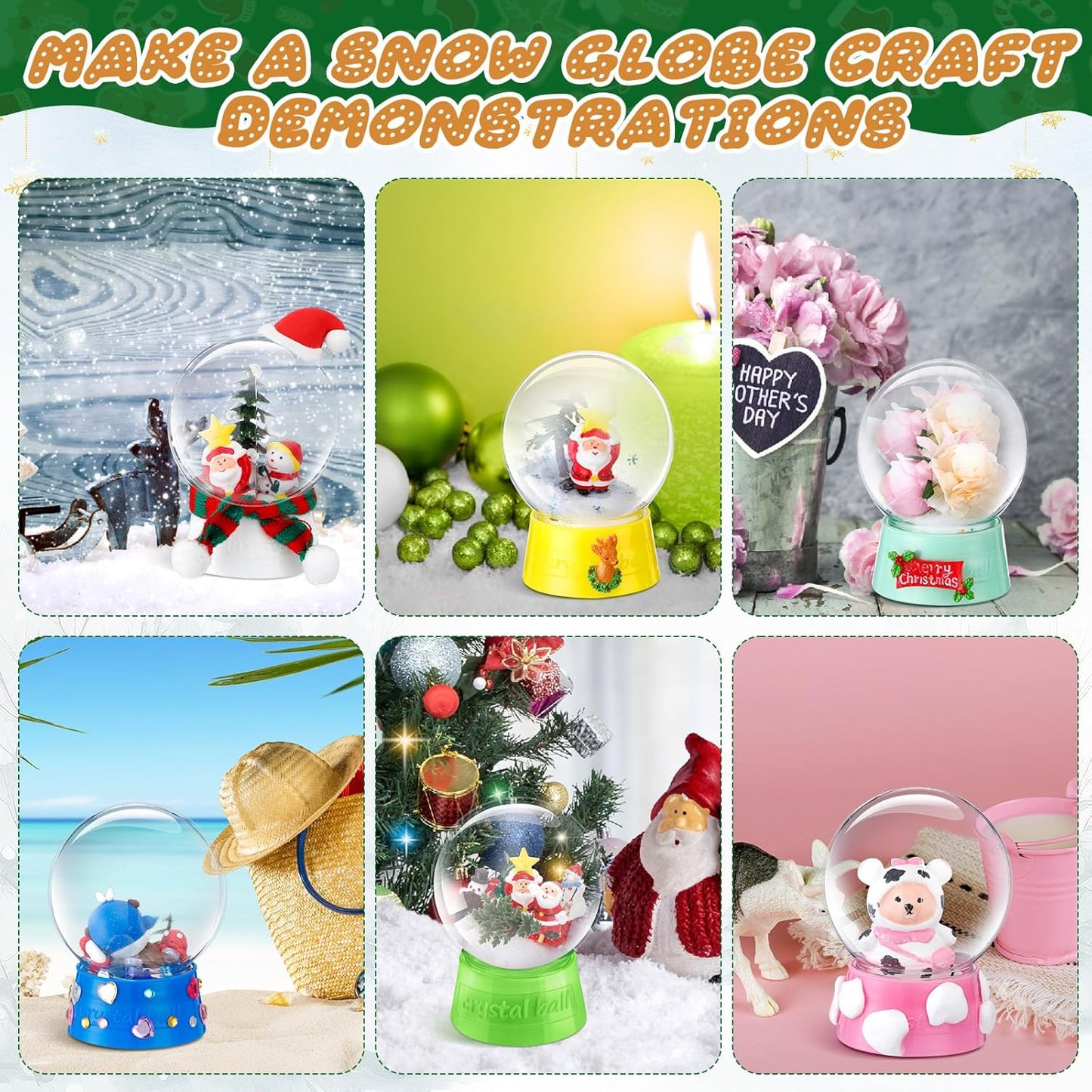 Mifoci 24 Pcs 4 Inch Empty Snow Globe Clear Fillable Water Globe with Screw Off Cap Empty Valentines Day Plastic Snow Case for DIY Crafts Home Decoration Display Plant