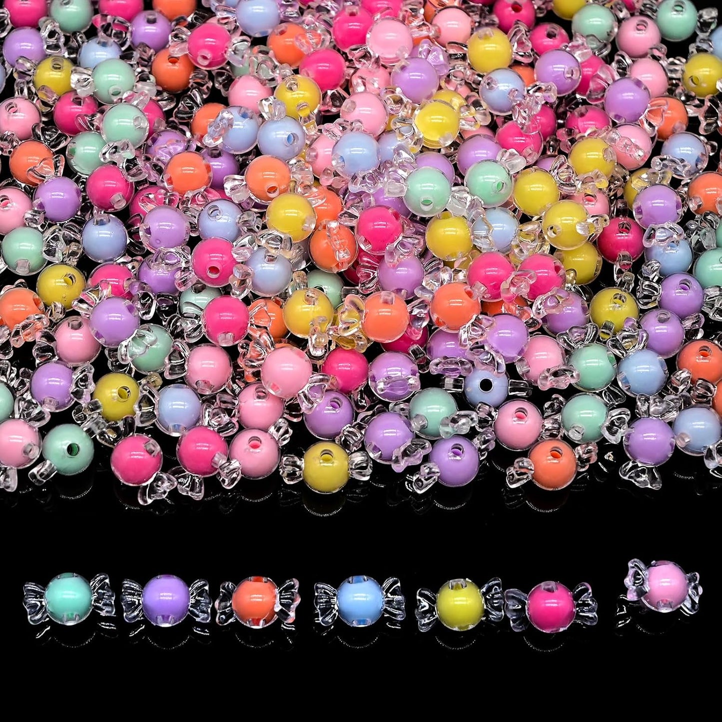 200g+ Candy Bulk Assorted Cute Kandi Beads for Jewelry Making, Bracelet Making Kit, Craft Supplies Charm Beads(Mixed II)