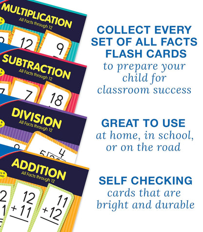 Carson Dellosa 54 Subtraction Flash Cards, All Facts for Subtracting Through 12, Mathematics Flashcards for Ages 6 and Up, Kindergarten, 1st Grade Learning Activities and Math Games for Kids 5-7