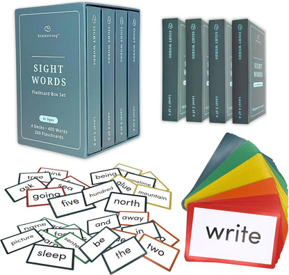 400 Essential Reading Sight Words | Ages 6-8 | Kindergarten - 2nd Grade | Build Vocabulary & Reading Skills | Premium 4-Level Box Set