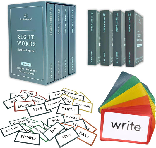 400 Essential Reading Sight Words | Ages 6-8 | Kindergarten - 2nd Grade | Build Vocabulary & Reading Skills | Premium 4-Level Box Set