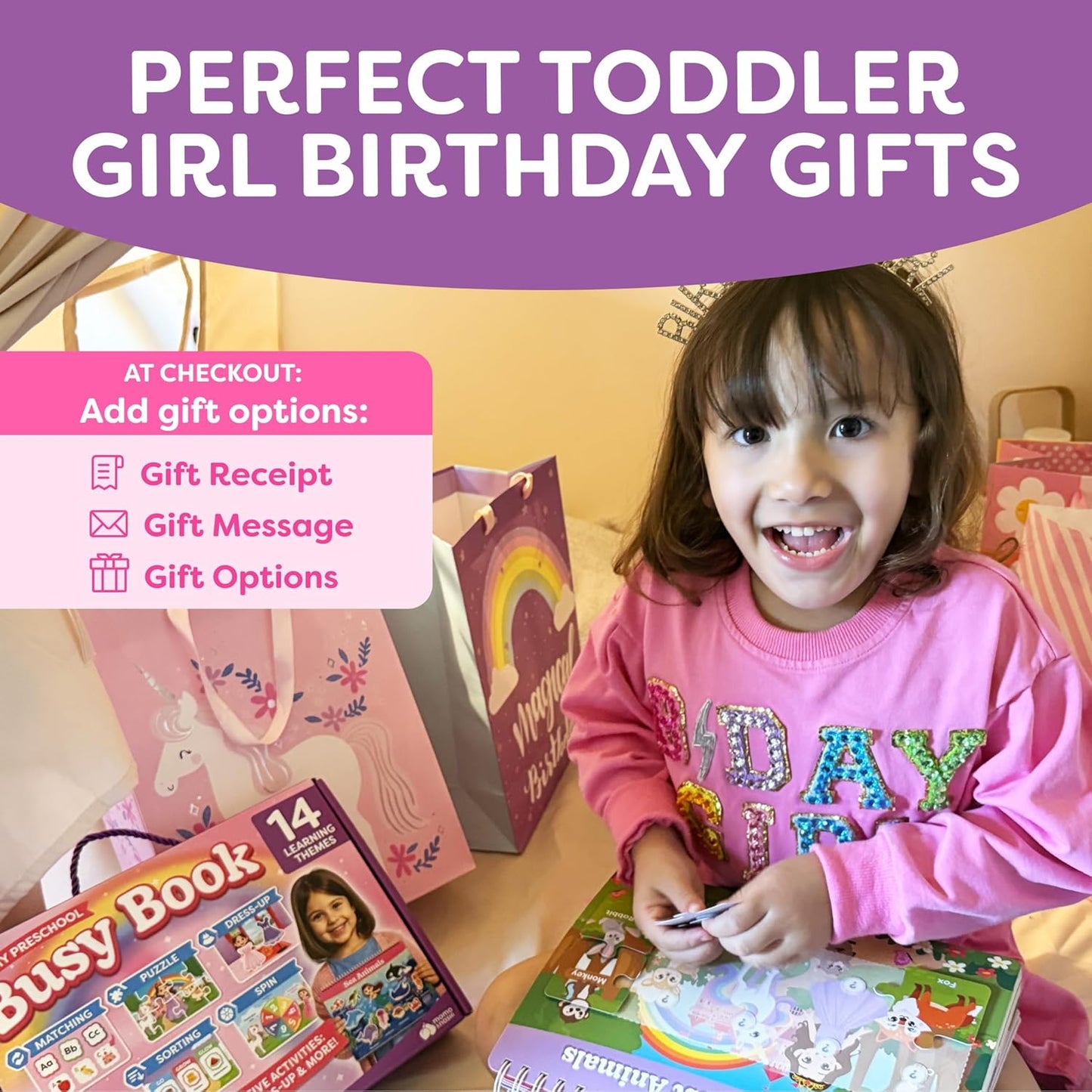 Montessori Preschool Busy Book for Toddlers Ages 3 and Up - Preassembled - Preschool Learning Activities Montessori Educational Toys - Gifts for 3 Year Old Boys, Toddler Learning Toys Activities