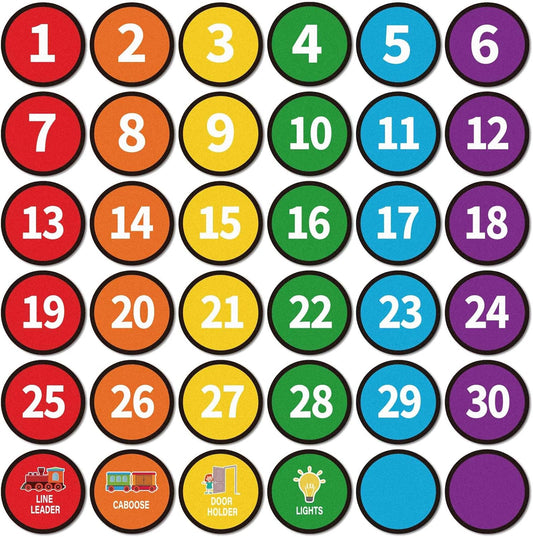 Floor Number Stickers for Classroom Lining up - 36PCS Line up Spots for Classroom Floor Stickers Dots Floors Numbers Decals for Back to School Preschool Kindergarten Supplies