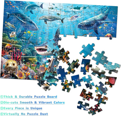 Puzzles for Kids Ages 6-8 8-10, Underwater World Ocean Puzzles 100 Pieces for Kids Learning Educational Puzzle Toys for Boys and Girls