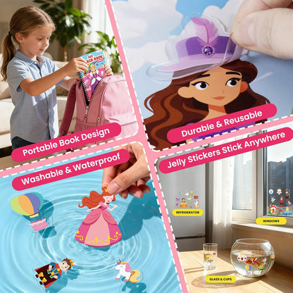 Animals Reusable Sticker Book for Toddlers, DIY Make-a-face Animals Jelly Fun 3D Stickers, Washable Puffy Stickers for Kids Toys, Airplane Road Trip Travel Activities Essentials for Kids 3 4 5 Years