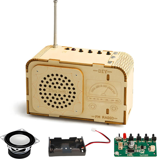 FM Radio Kit, STEM Toys for Ages 8-13, DIY Wooden 3D Puzzle to Build a Working FM Radio, Educational Science Kit for Kids 8-12+, 88-108 MHz