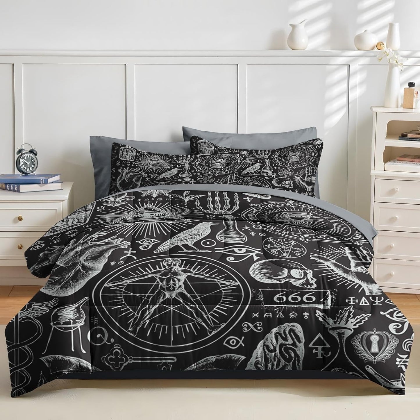 Nesker Comforter Set Twin Size, Science Lab School 5 Pcs Bedding for Kids and Adults, Medical University Chemistry Bed Sheet Sets with Fitted Sheet Pillowcase & Sham