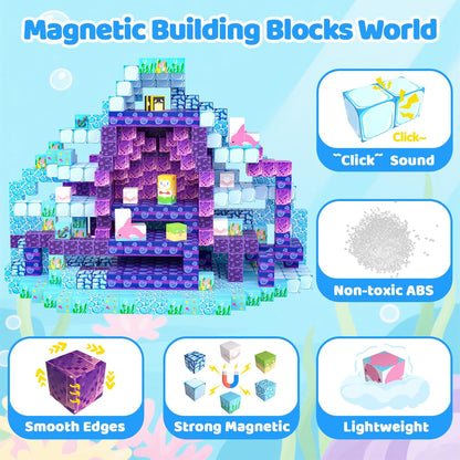 Magnetic Blocks Toys for Kids, 100 PCS Building Blocks Cubes, Stacking Magnetic Tiles Toys for Kids Toddlers Boys Girls Ages 3 4 5 6 7 8-12 Birthday Gifts Party Supplies (Underworld)