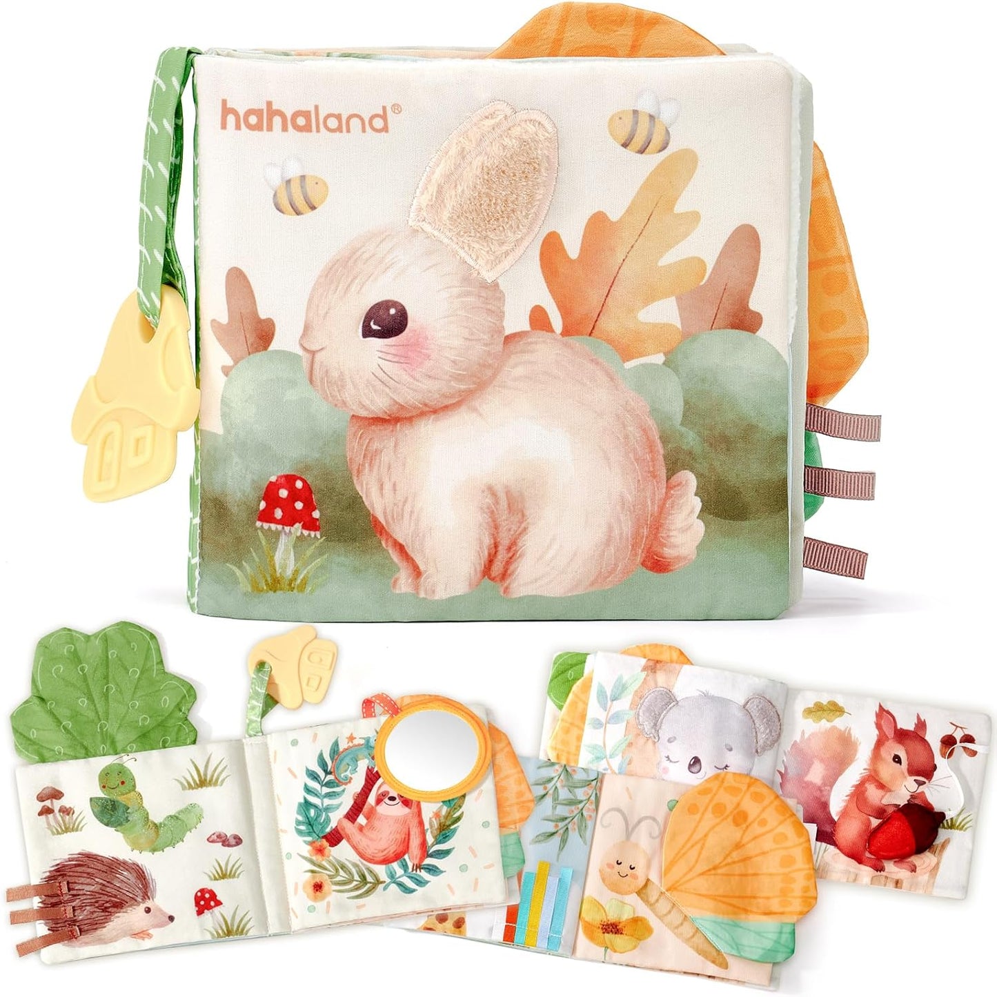 hahaland Baby Book for 1 Year Old - Touch and Feel Soft Activity Books Tummy Time Baby Toy 6 9 12 18 Months Interactive Book for Babies 6-12 Month on Airplane Birthday Easter Basket Stuffers