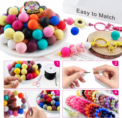 65Pcs 19mm Silicone Beads for Keychain Making Bracelet Necklace, Bulk Round Silicone Beads for Pens（Christmas Green） - Colors B