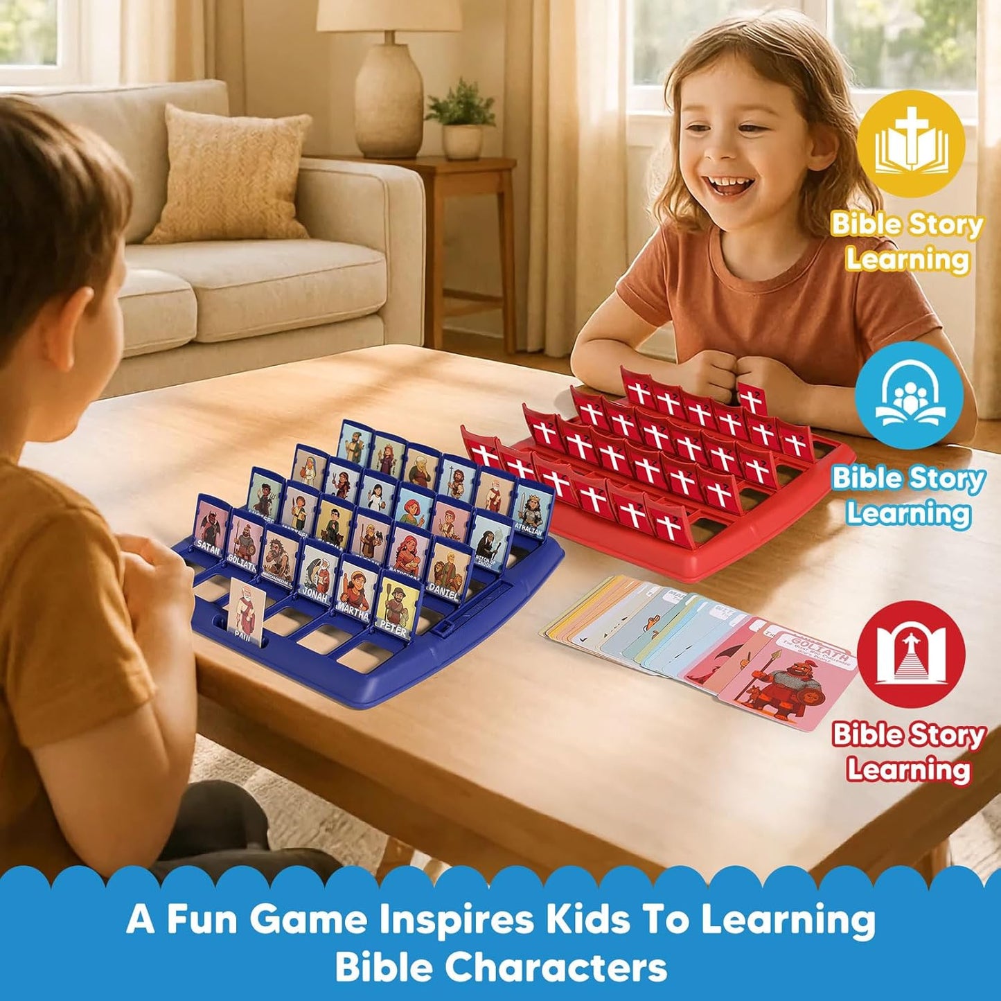 Garybank Guess Bible Who Am I Games for Kids, 24 Holy Bible Characters with Life Story & Verse Cards, Bible Trivia Study Supplies for Sunday School, Youth Group & Teens, Christian Catholic Gifts