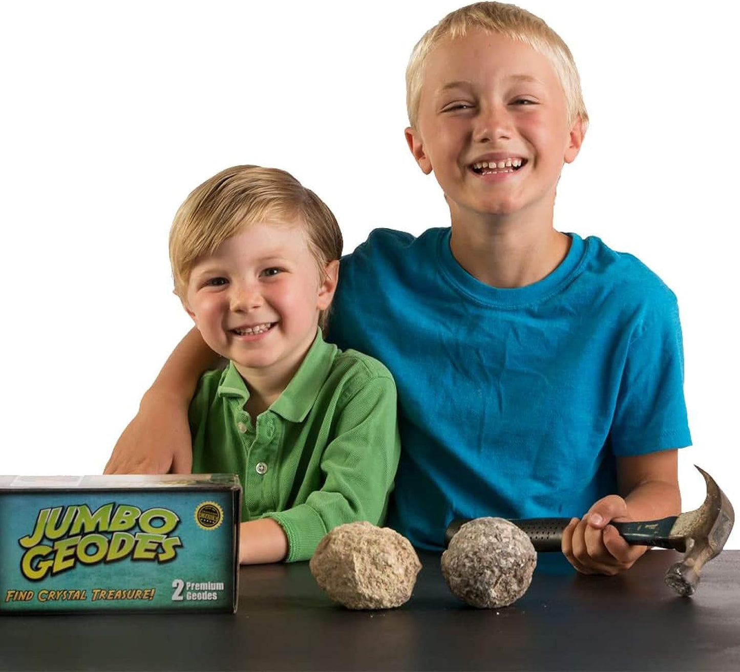 Blue Marble Break Open 2 Jumbo Geodes– Break Your Own Large Geode with Crystals, Earth Science Kit for Kids to Learn Geology, Gifts for Rock Collectors, Cool Rocks for Boys and Girls