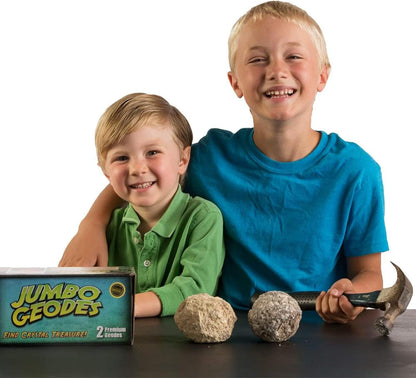 Blue Marble Break Open 2 Jumbo Geodes– Break Your Own Large Geode with Crystals, Earth Science Kit for Kids to Learn Geology, Gifts for Rock Collectors, Cool Rocks for Boys and Girls