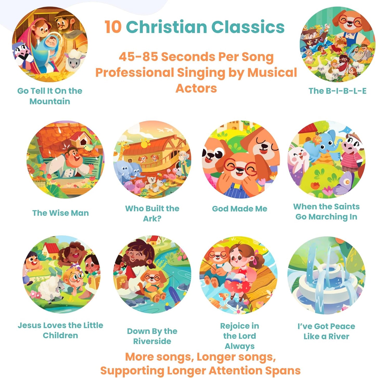 GO GO Bible Story Songs: 10 Toddler Songs, Christian Toys for Toddlers 3-5, Sound Books for Toddlers 1-3