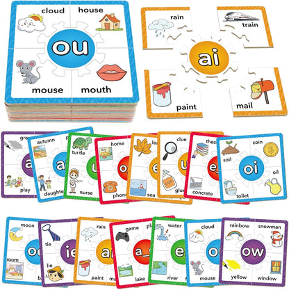 Torlam Phonics Puzzle, Rhyming Games Phonics Games Flash Cards for Kids Toddler, Learn to Read Spelling Reading Sight Words, Long Vowel Silent E Site Words for Preschool Kindergarten Homeschool