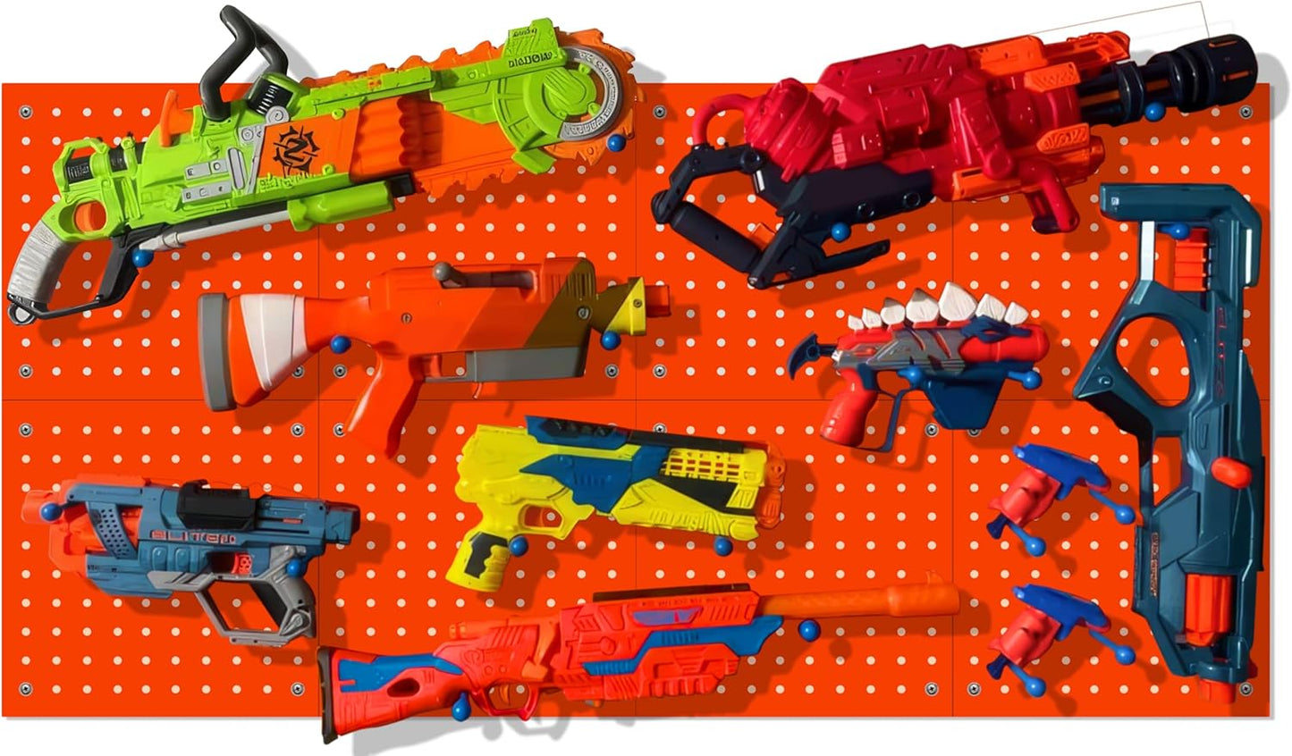 Skywin Wooden Pegboard for Nerf Gun Storage, Nerf Gun Wall Mount Eagle Shape, Compatible with All Blasters, Rack for Wall Organization - Birthday Gift for Kids (Orange)