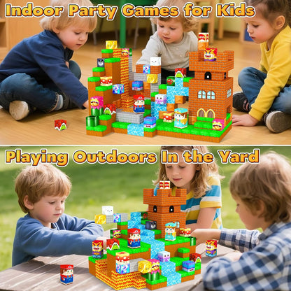 Magnetic Blocks, Magnetic Tiles Building Blocks, Magnet Cubes Toddler Kids Toys, Sensory STEM Toys for 3-5 4-6 5-7 6-8 Year Old Boys Girls Easter Birthday Gifts Travel Outdoor Kids Games (0.8IN/2CM)