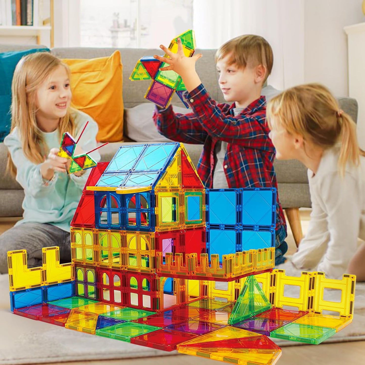 MAGBLOCK Magnetic Tiles Toys for Kids Magnet Building Tiles 100 Pcs Magnetic Blocks Preschool Building Sets Educational Toys for Toddlers Boys and Girls.