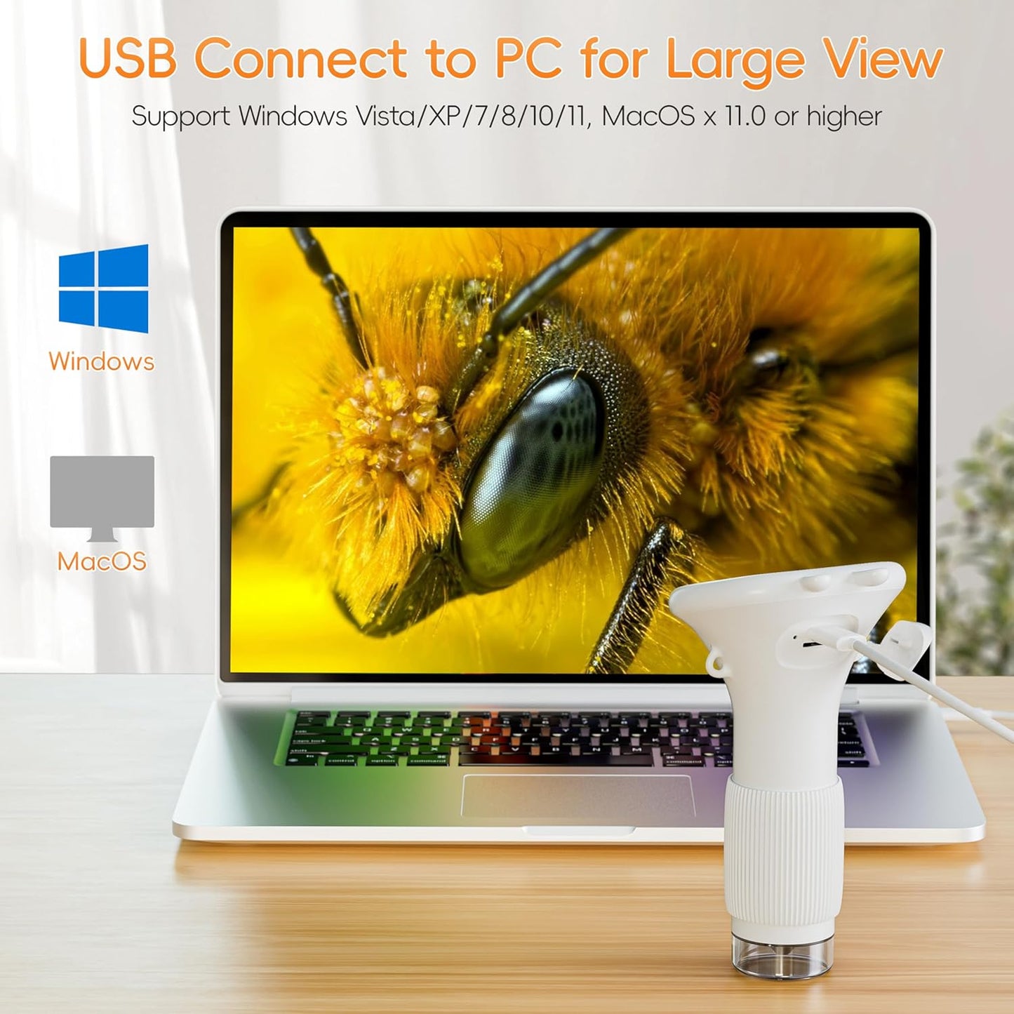 Microscope for Kids, SKYBASIC 2" IPS Screen 1000X Handheld Digital Microscopes HD Pocket Portable Mini USB Microscope Camera, PC Compatible, Science Edu Fun Birthday Gifts Toys for Children Students