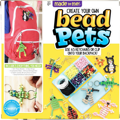 Made By Me Ultimate Bead Pets by Horizon Group USA, Bead Pets Crafts for Kids, Includes Over 1400 Beads, Cording, Keychains & Carabiner Clips, Design Templates, Storage Cases & More