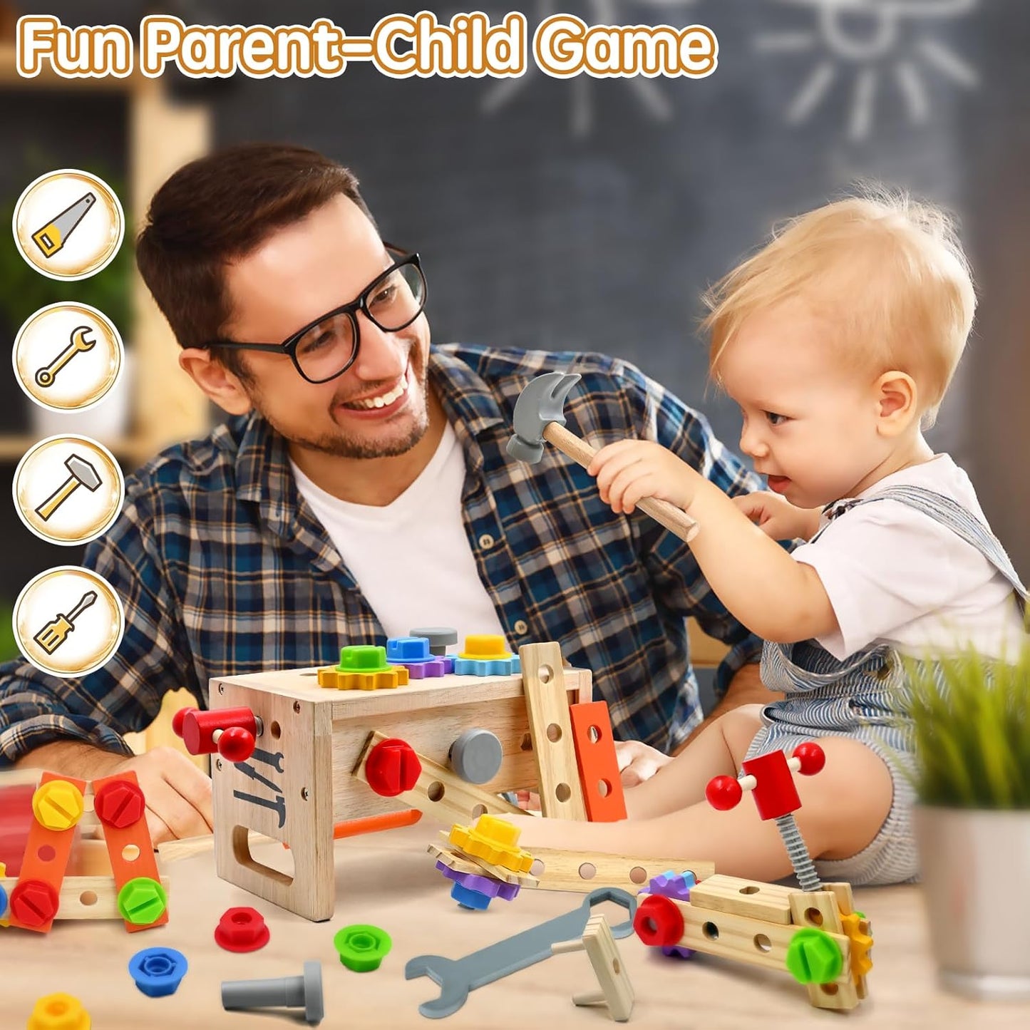 AiTuiTui 29PCS Kids Tool Set with Wooden Tool Box, Toddler Tool Set Montessori Pretend Play Construction Toys, STEM Educational Toys for 2 3 4 5 Year Old Boys Girls, Birthday Easter Gift