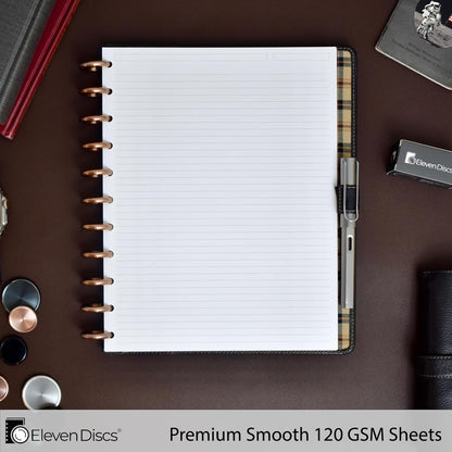 Eleven Discs Discbound Paper, Junior Size Mileage Log Sheets - Premium 120gsm Heavyweight Notebook & Planner Refills - 8 Discs, 5.5 x 8.5 in - Punched for Circa, Arc, TUL (50 Sheets)