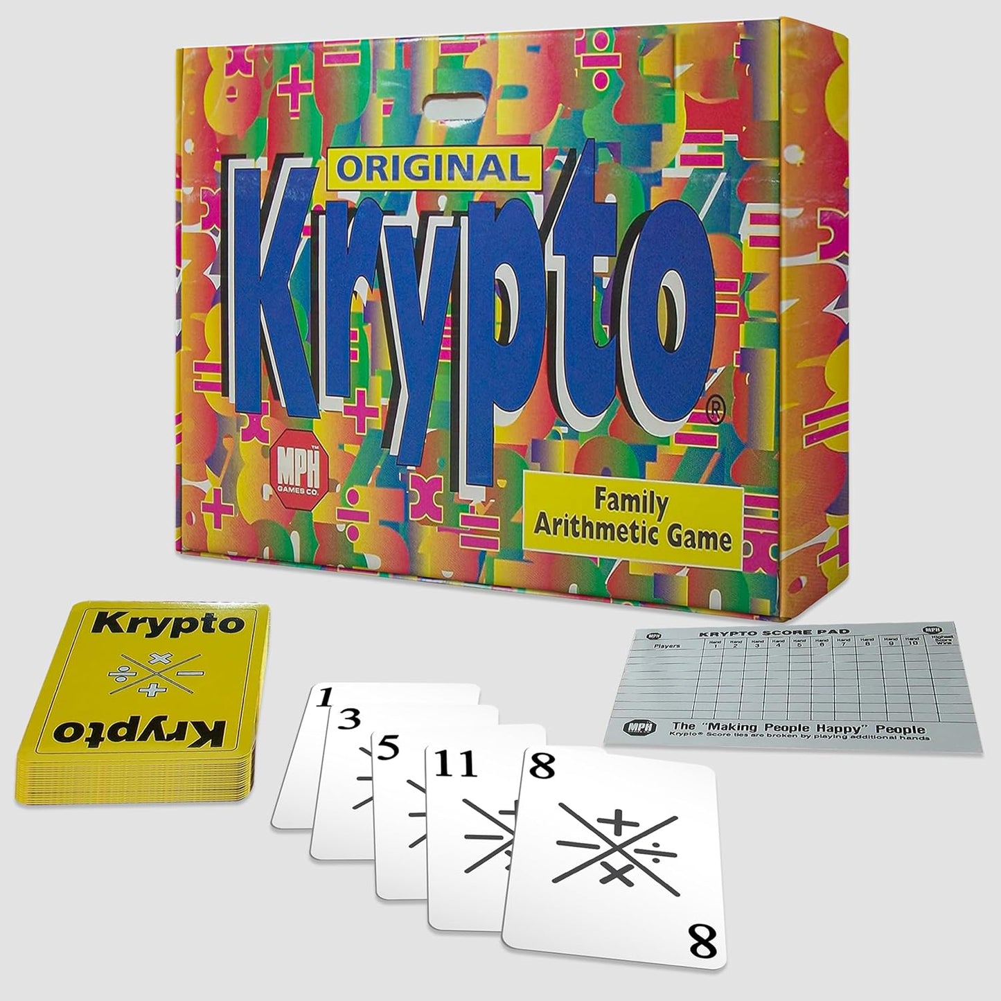 Krypto Original Arithmetic Game - Card Game of Multiplication Division, Addition, Subtraction