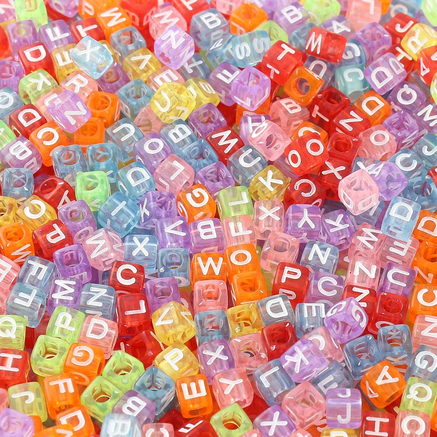 DAHI 400PCS Cube Letter Beads 8mm Alphabet Bead Colorful A-Z Acrylic Letter Beads for Jewelry Making (Color White 8x8mm)