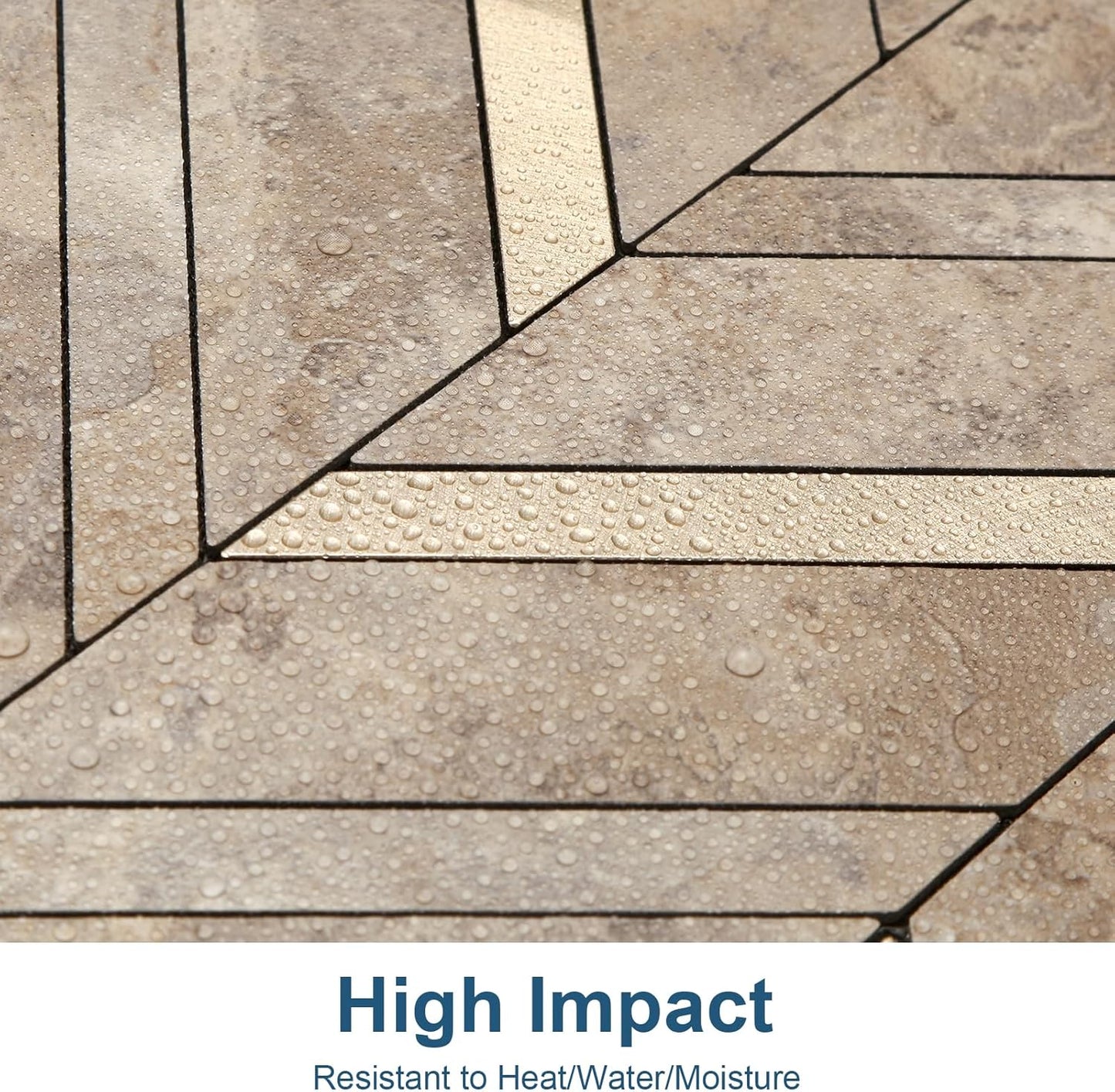Yipscazo 10 Sheets Herringbone Backsplash Peel and Stick Tile, Marble Calacata Mixed Metal Gold PVC Stick on Backsplash for Kitchen, Waterproof Self Adhesive Wall Tile for Bathroom