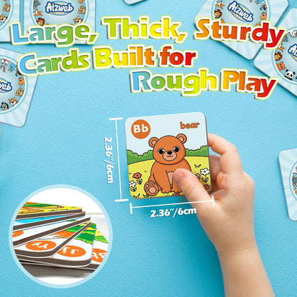 Aizweb CVC Word Match Game - 60 Pc Toddler Card Games for Kids Ages 3-6, Phonics Flash Cards for Preschool & Kindergarten Learning Activities, Educational Toys for Home School Supplies