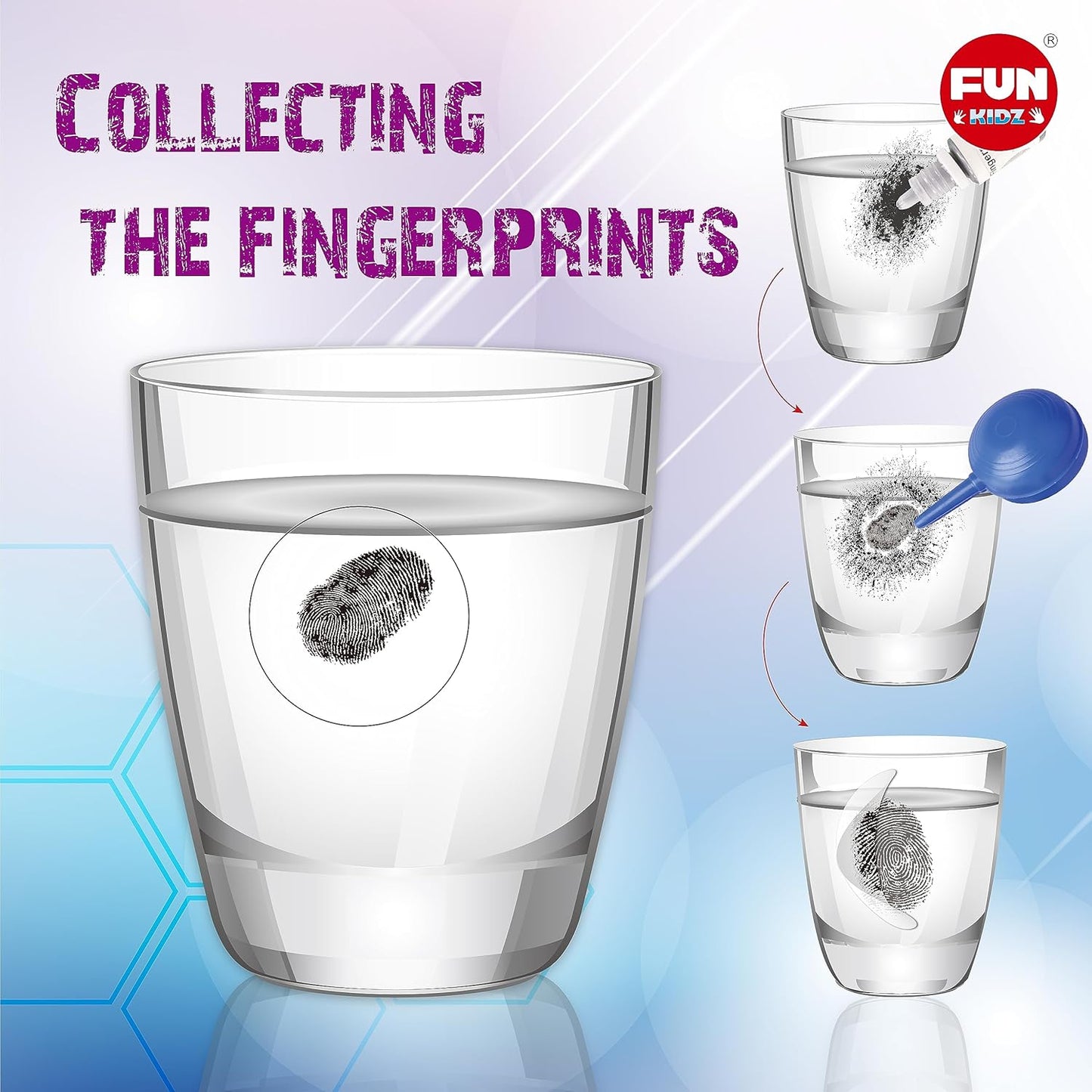 Detective Fingerprint Kit for Kids Ages 8-12, FunKidz Spy Gear Pretend Play STEM Science Kit Project with Crime Scene Investigations Educational Class Tools for Boys Girls