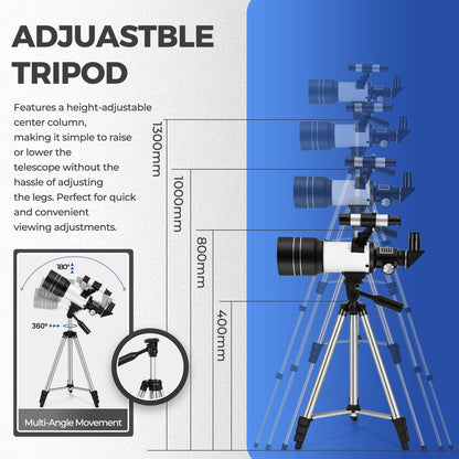 ESAKO Telescope for Kids & Beginners, 70mm Aperture Portable Telescopes with 3 Eyepieces, Height Adjustable Tripod & Phone Adapter & Remote Control Gift for Christmas