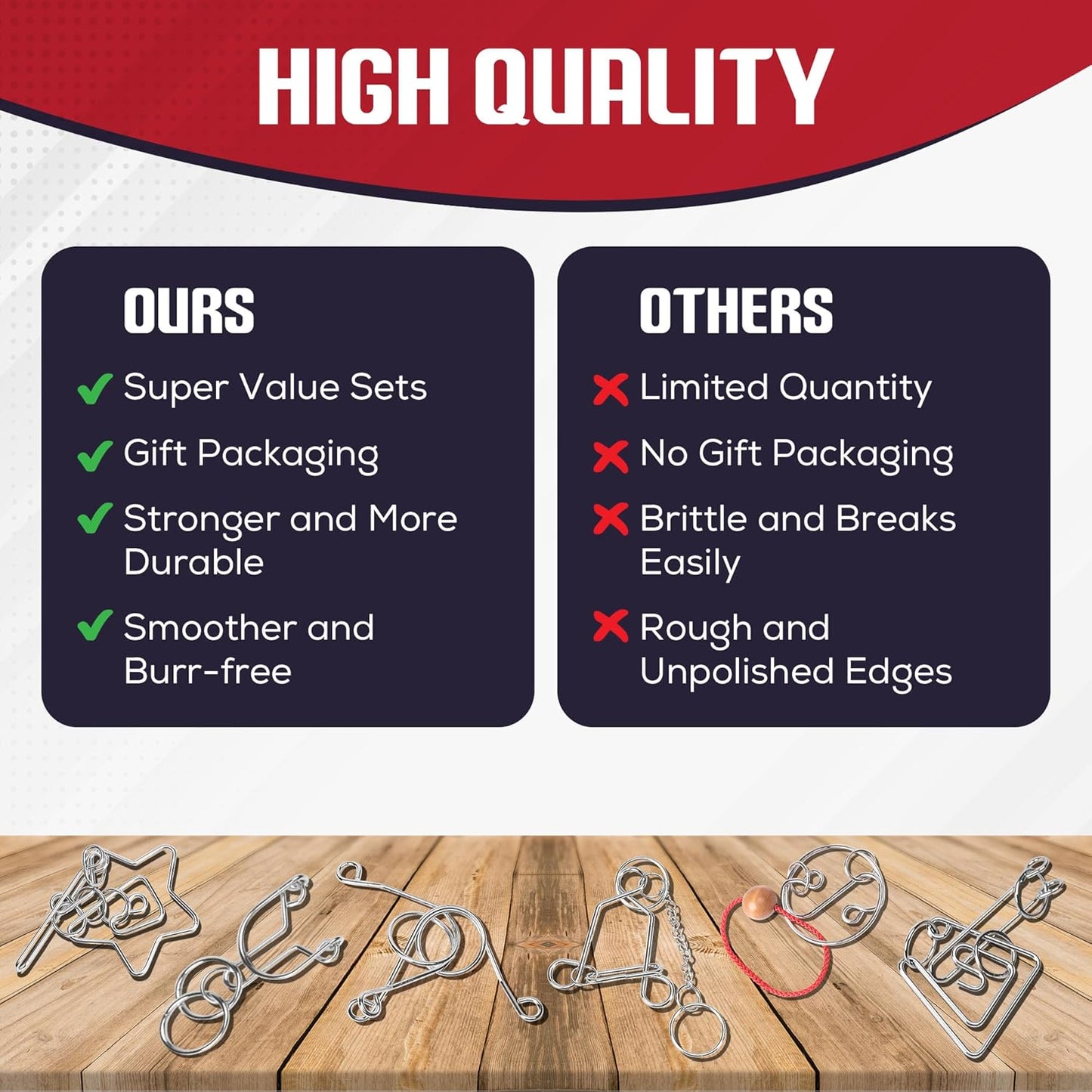 Metal Puzzles Brain Teaser, 24pcs Metal Wire Puzzles for Adults Kids Teenagers, Classical Mini Mind Ring Puzzle Set, Educational IQ Unlock Interlocking Toy Lock Puzzle Gift Set