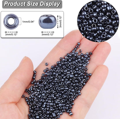 10100 Pcs Size 11/0 Glass Seed Beads, 2 mm Dark Green Small Mini Spacer Loose Pony Beads for Jewelry Making and DIY Crafts - Colors A