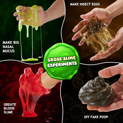 75+ Gross Science Kit for Boys, Science Slime Kit, Christmas Birthday Gift Ideas for Kids 8-10-12, Chemistry Set with Brain Dissection, Poop Experiment, STEM Toys