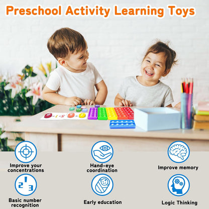 1-20 Ten Frame Pop Board, 6PACK Fidgets for Classroom, Quiet Sensory Toys Bubble Poppers, Pop for Counting Math, Focus Tools for Kids, Montessori Educational Toy Gift for Kindergarten