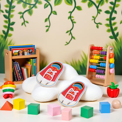 2Pcs Wooden Threading Shoes Training Board, Learn to Tie Laces, Wooden Learn to Tie Your Own Shoes Threading Lacing Shoes Training Early Learning Kits | Threading Lacing Shoes Training Board