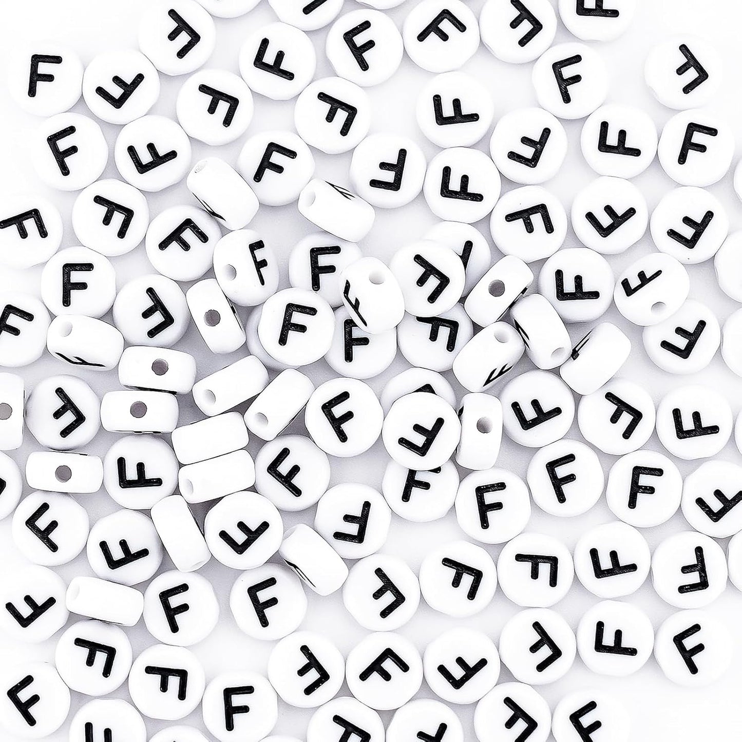 300Pcs Vowel Letter Pony Beads for Charms Bracelets Making 4X7mm Individual Round White Alphabet Beads U