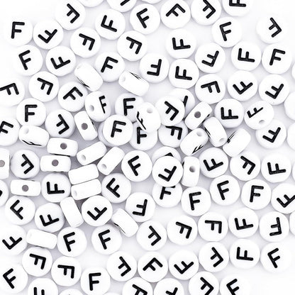 300Pcs Vowel Letter Pony Beads for Charms Bracelets Making 4X7mm Individual Round White Alphabet Beads U