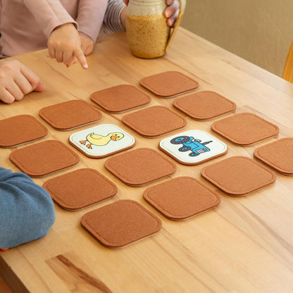 Felt Matching Game for Ages 2–4 – Soft and Safe for Ages 1+ – Montessori Memory Game – Sensory Flash Cards – Best Educational Gift for Ages 1–3 - Woodland Animal Theme